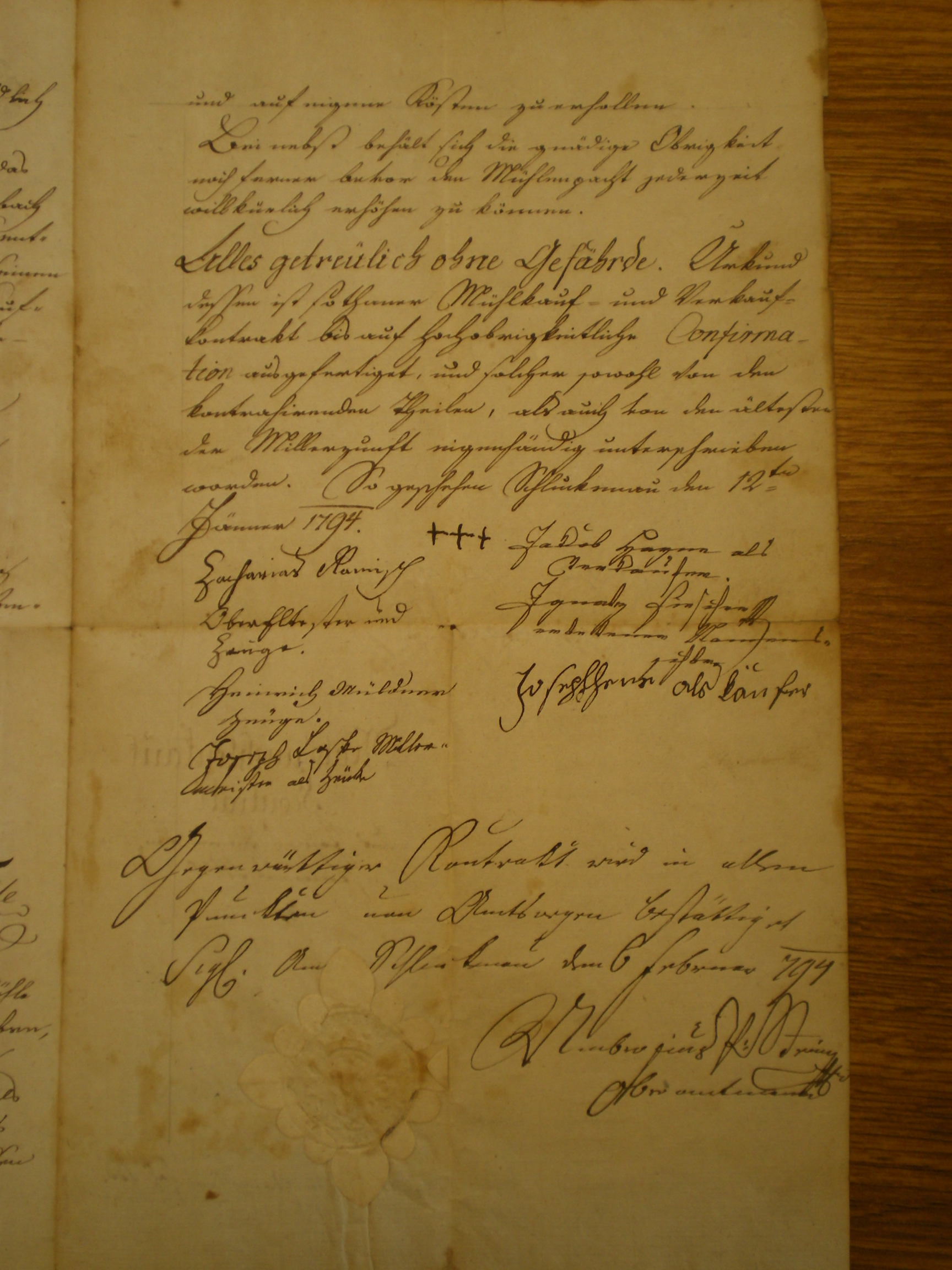 podepsáno ve Šluknově dne 12.1.1794